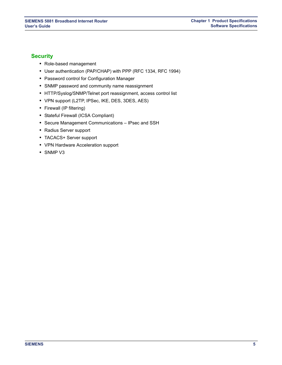 Security | Siemens 5881 User Manual | Page 11 / 87