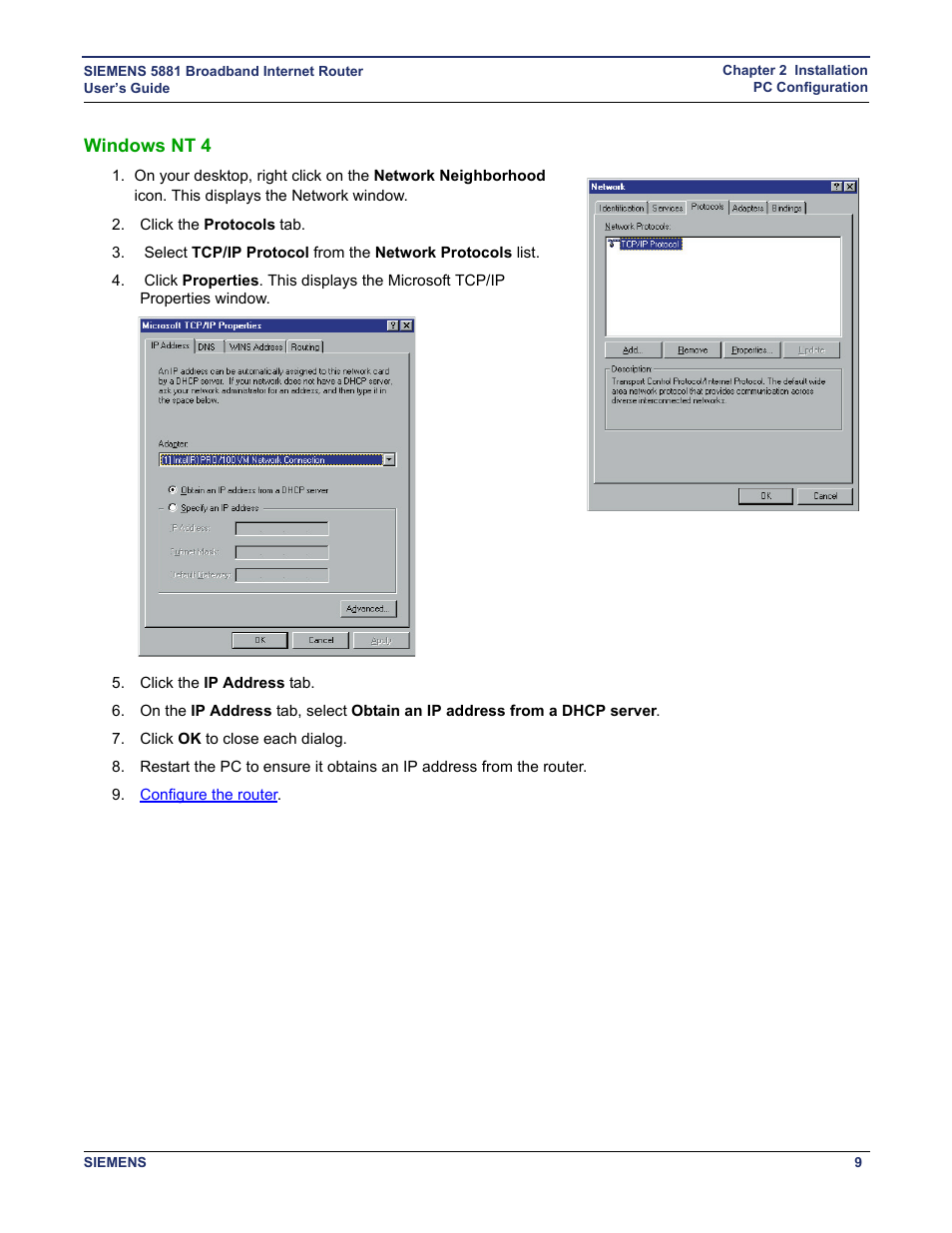 Windows nt 4 | Siemens 5881 User Manual | Page 15 / 87