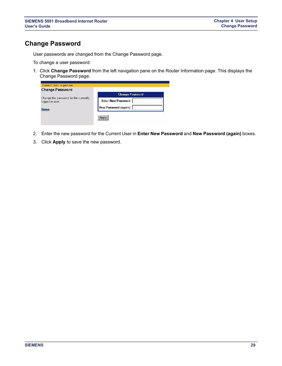 Change password | Siemens 5881 User Manual | Page 35 / 87