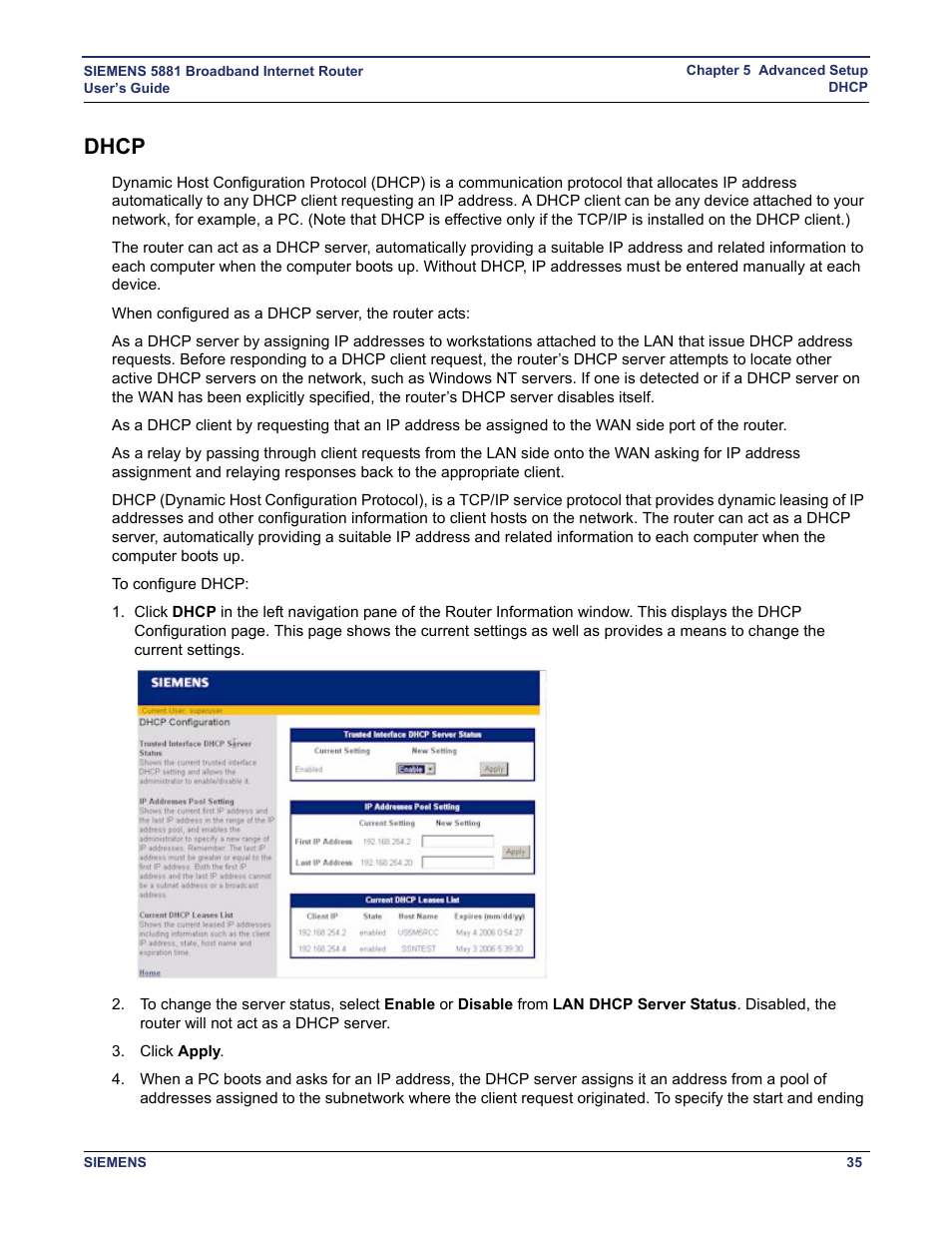 Dhcp | Siemens 5881 User Manual | Page 41 / 87