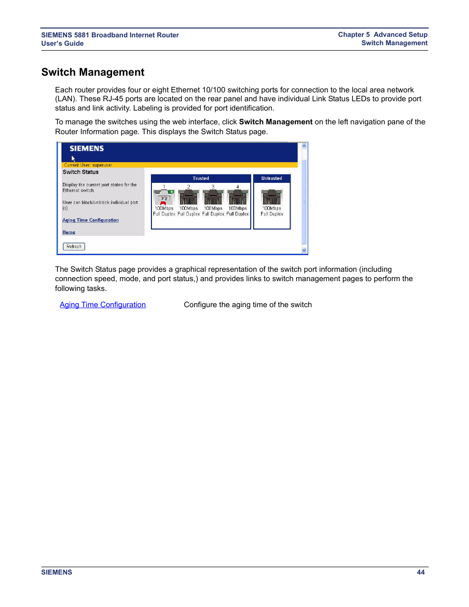 Switch management | Siemens 5881 User Manual | Page 50 / 87