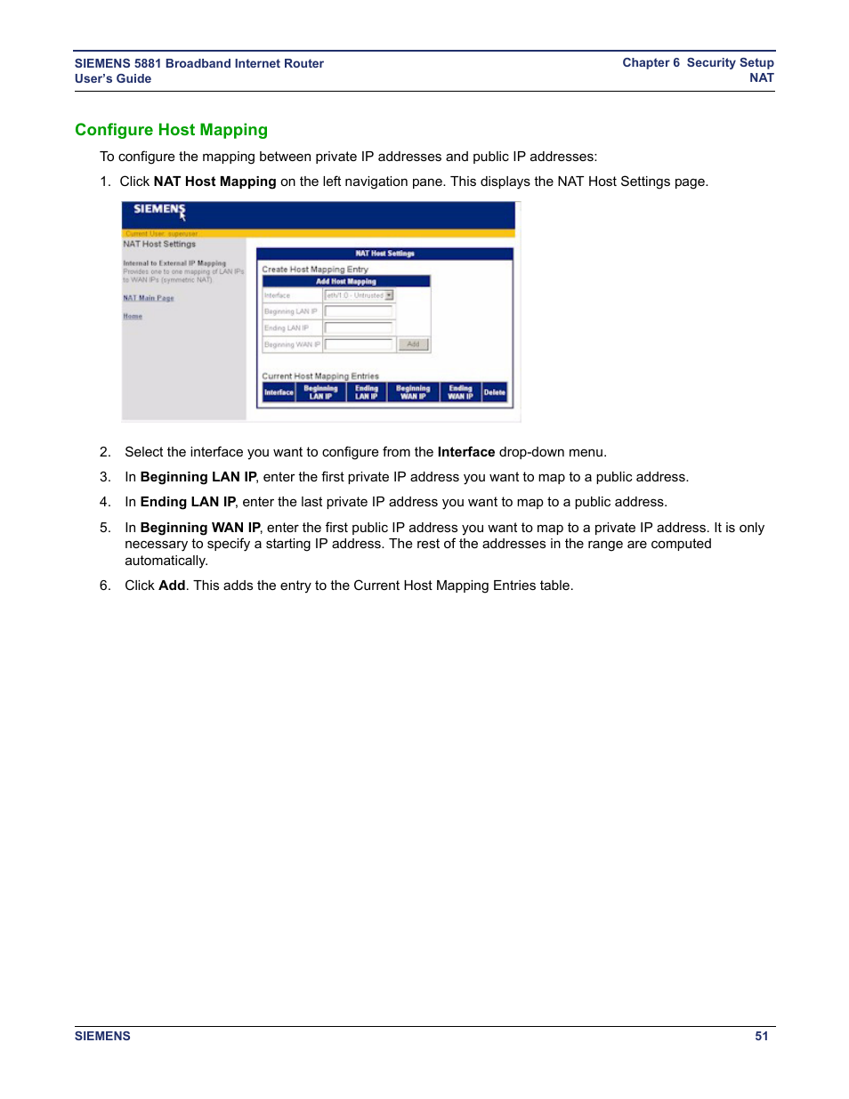 Configure host mapping | Siemens 5881 User Manual | Page 57 / 87