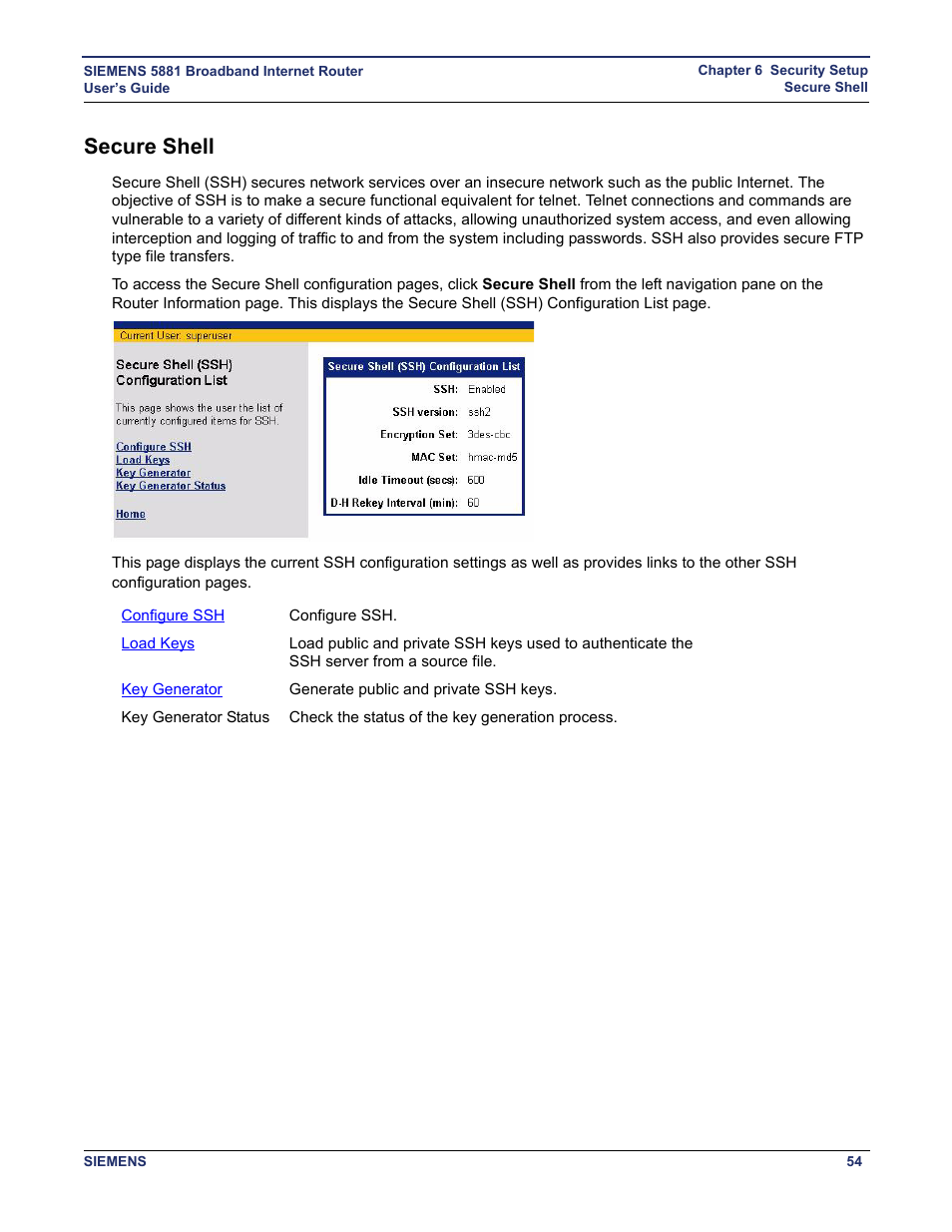 Secure shell | Siemens 5881 User Manual | Page 60 / 87