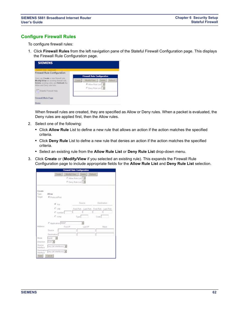 Configure firewall rules | Siemens 5881 User Manual | Page 68 / 87