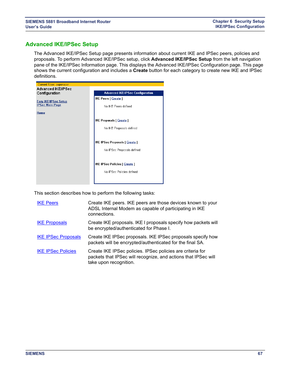 Advanced ike/ipsec setup | Siemens 5881 User Manual | Page 73 / 87