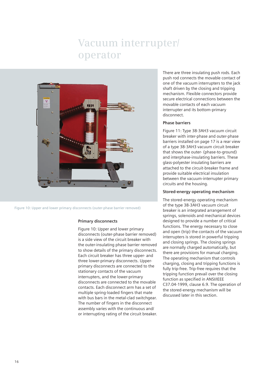 Vacuum interrupter/ operator | Siemens vacuum circuit breaker 38-3AH3 38 kV User Manual | Page 16 / 68