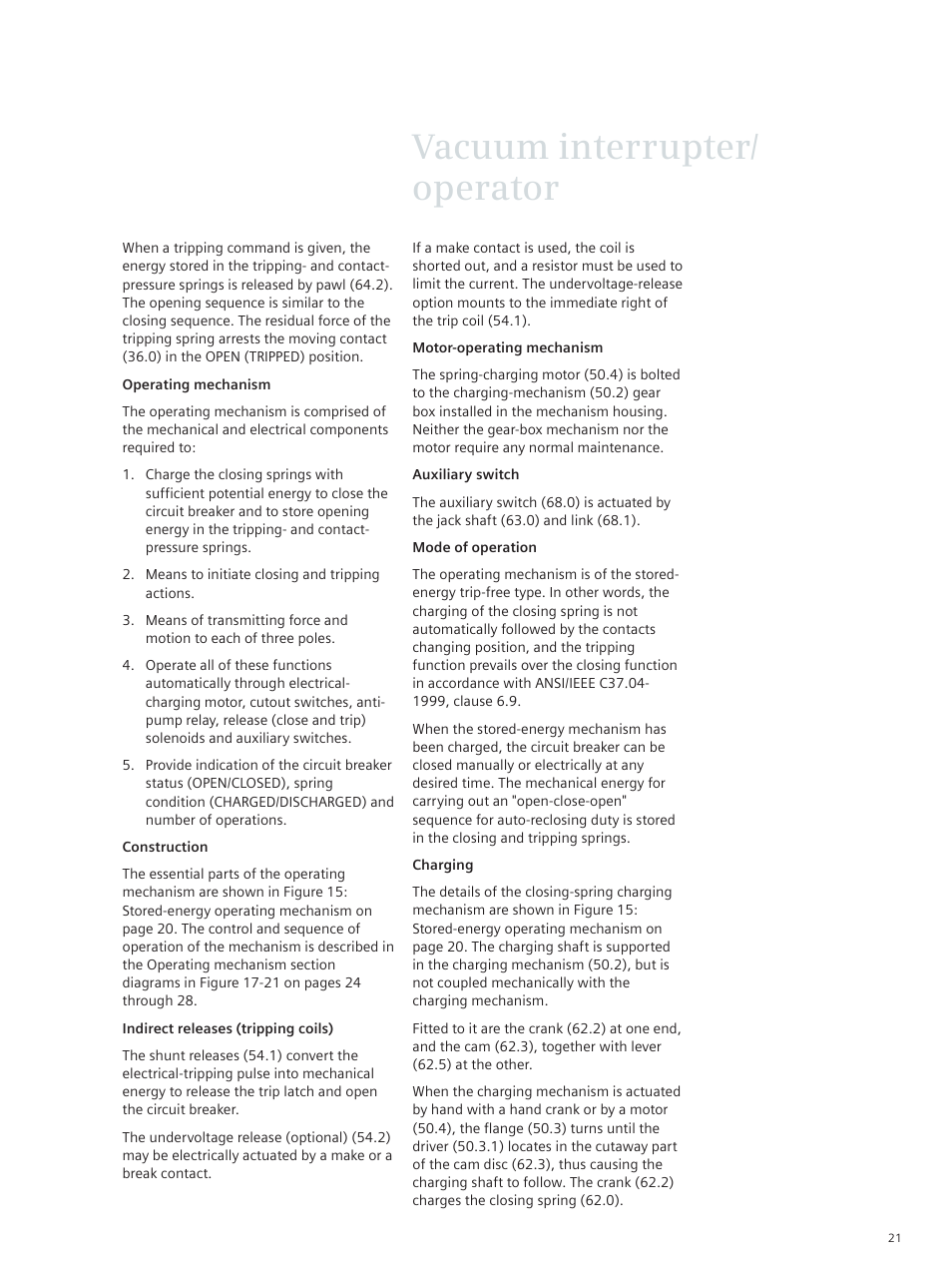 Vacuum interrupter/ operator | Siemens vacuum circuit breaker 38-3AH3 38 kV User Manual | Page 21 / 68