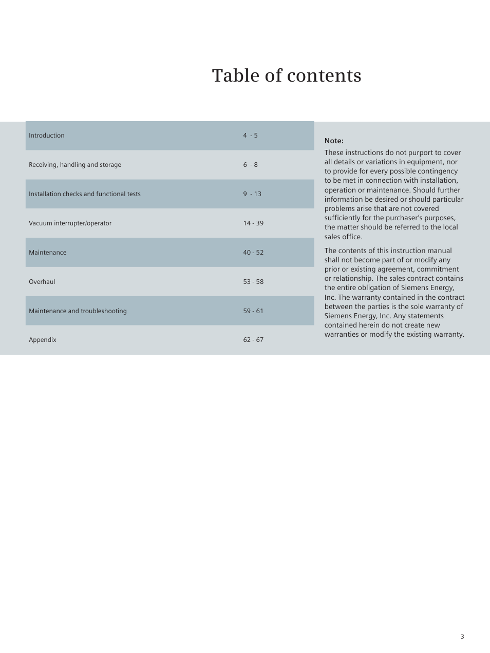 Siemens vacuum circuit breaker 38-3AH3 38 kV User Manual | Page 3 / 68