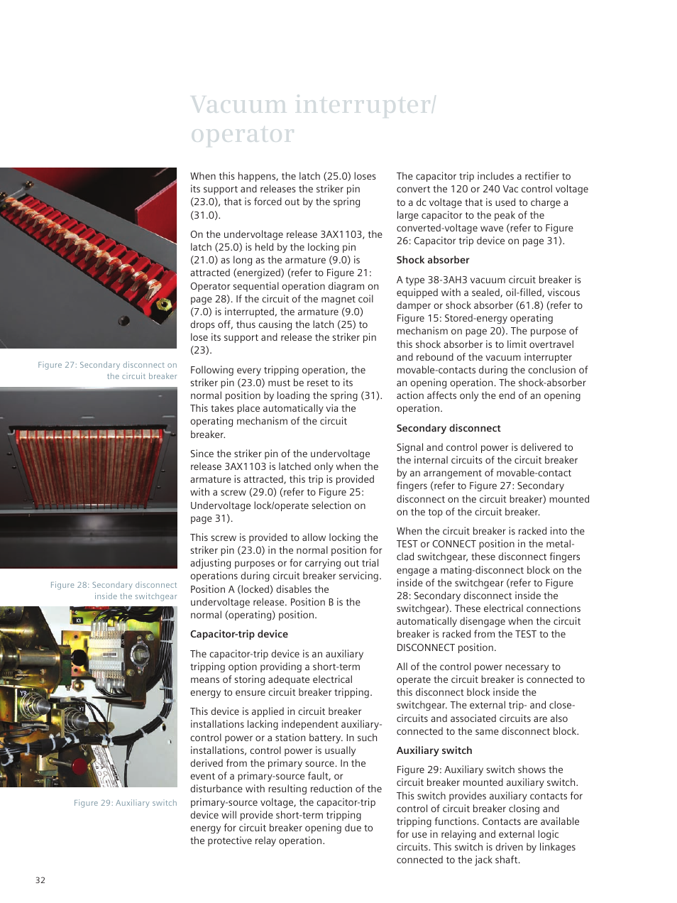 Vacuum interrupter/ operator | Siemens vacuum circuit breaker 38-3AH3 38 kV User Manual | Page 32 / 68