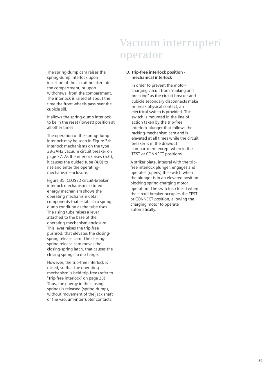 Vacuum interrupter/ operator | Siemens vacuum circuit breaker 38-3AH3 38 kV User Manual | Page 39 / 68