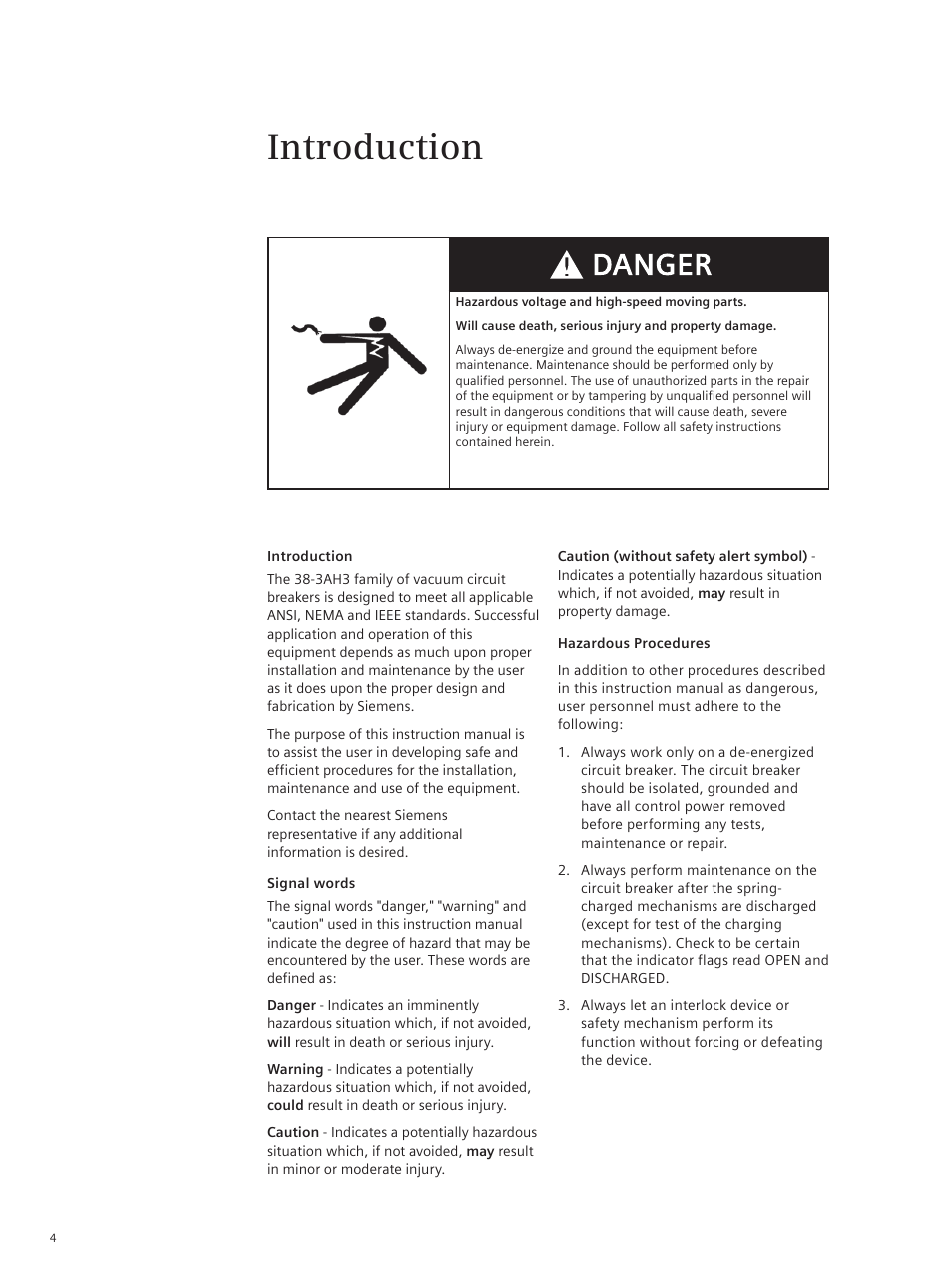 Introduction | Siemens vacuum circuit breaker 38-3AH3 38 kV User Manual | Page 4 / 68