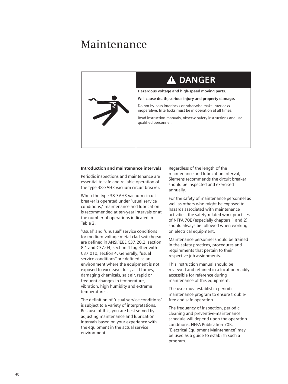 Maintenance | Siemens vacuum circuit breaker 38-3AH3 38 kV User Manual | Page 40 / 68