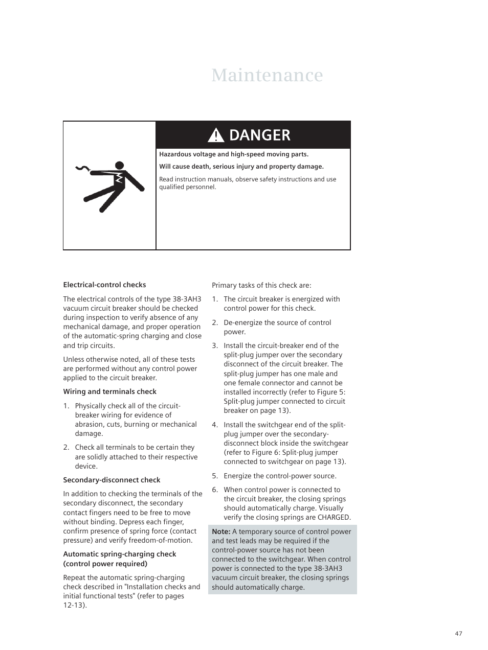 Maintenance | Siemens vacuum circuit breaker 38-3AH3 38 kV User Manual | Page 47 / 68