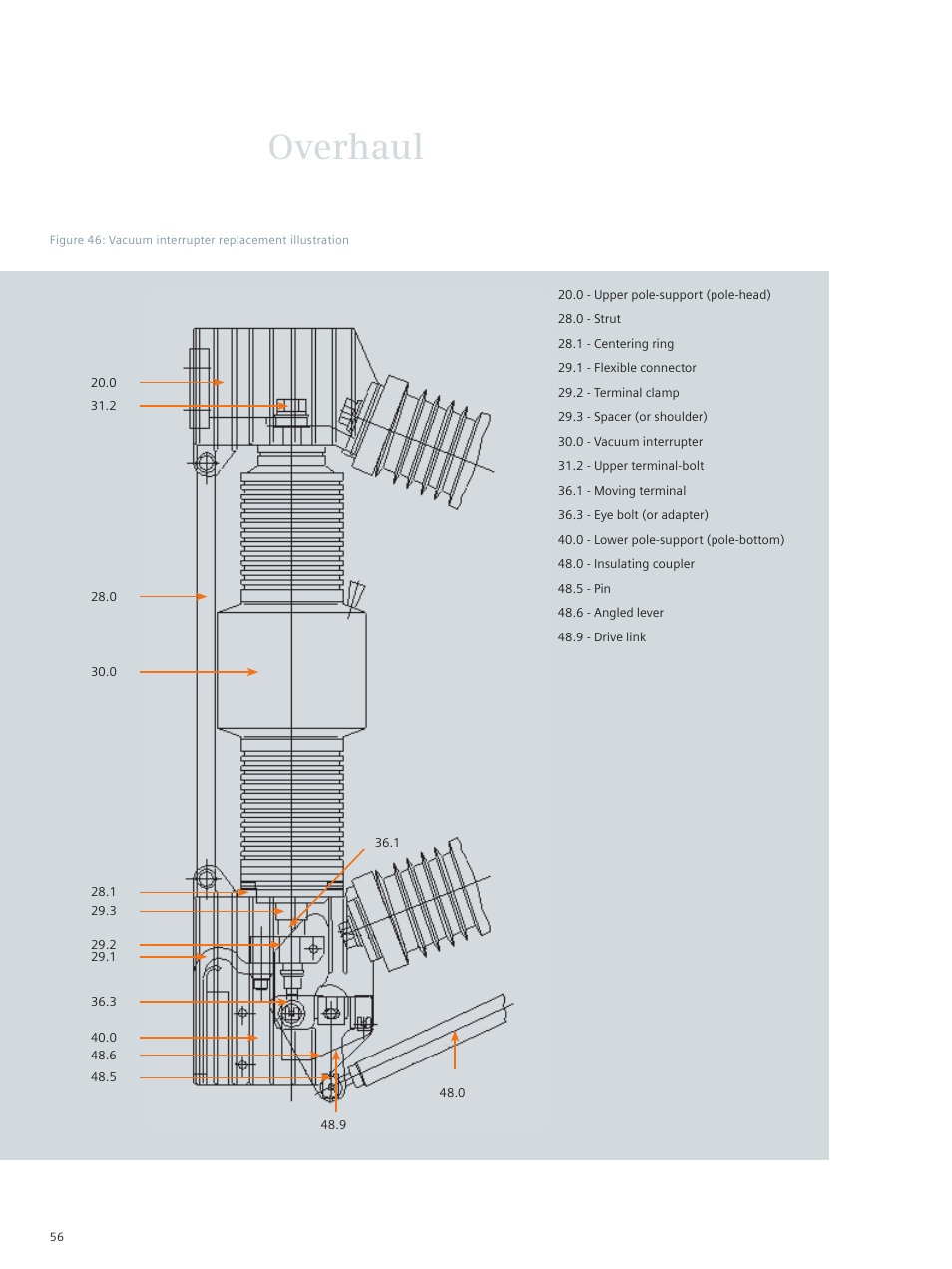 Overhaul | Siemens vacuum circuit breaker 38-3AH3 38 kV User Manual | Page 56 / 68