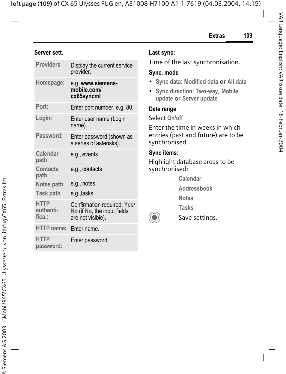 Siemens CXT65 User Manual | Page 110 / 141