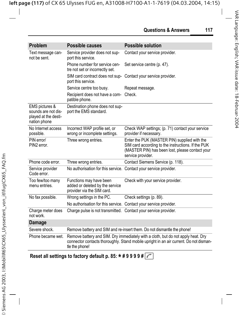 Siemens CXT65 User Manual | Page 118 / 141