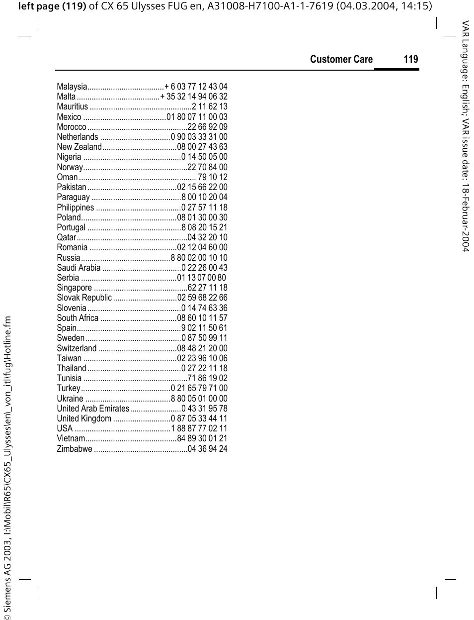 Siemens CXT65 User Manual | Page 120 / 141
