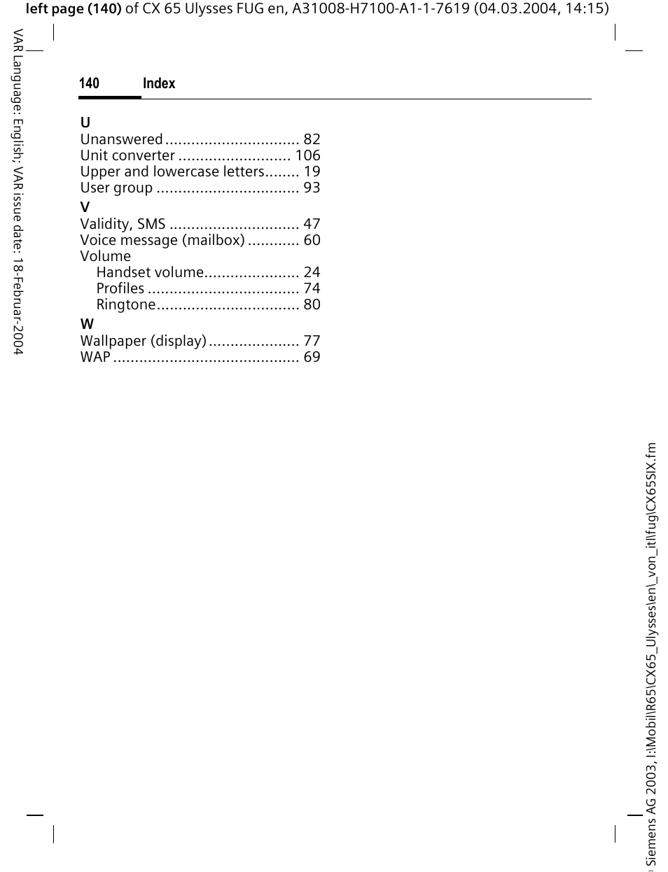 Siemens CXT65 User Manual | Page 141 / 141