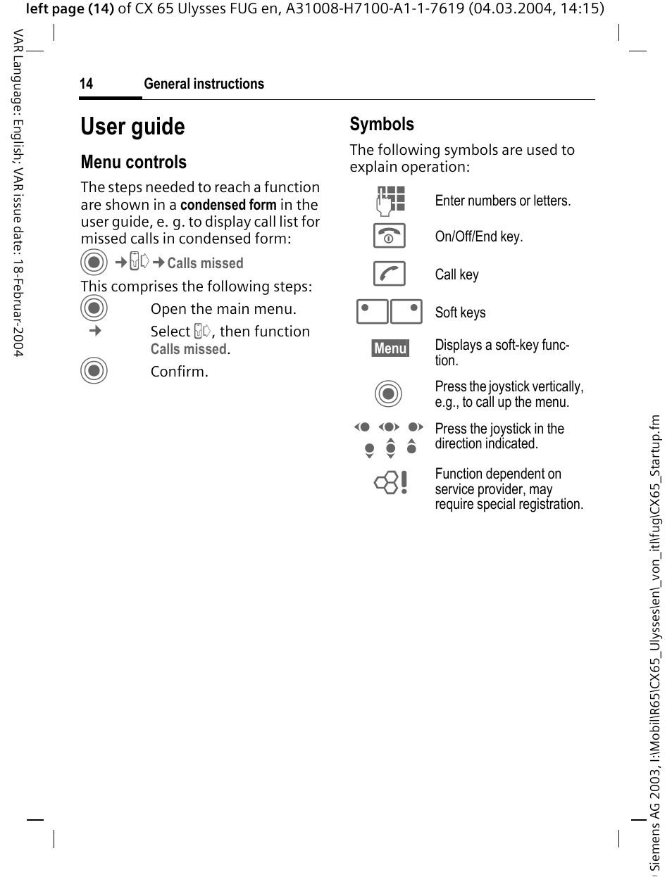 User guide, D f e, H i g | Siemens CXT65 User Manual | Page 15 / 141