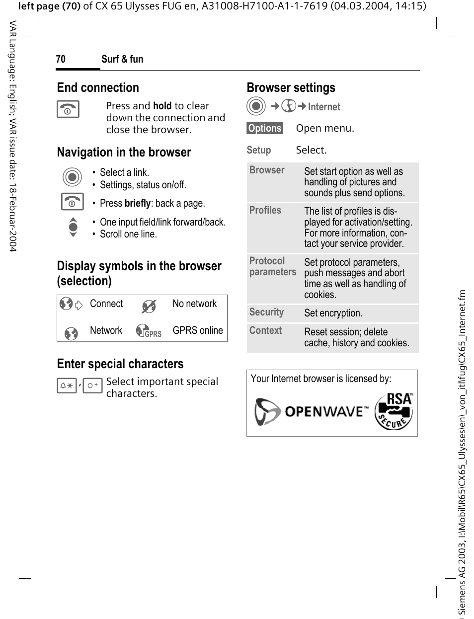 Siemens CXT65 User Manual | Page 71 / 141