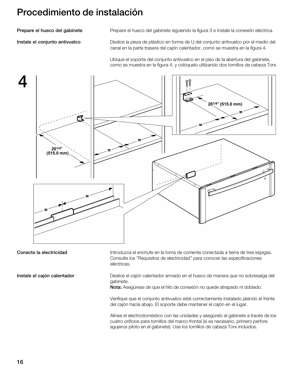 Procedimiento de instalación | Siemens HW300500 User Manual | Page 16 / 20