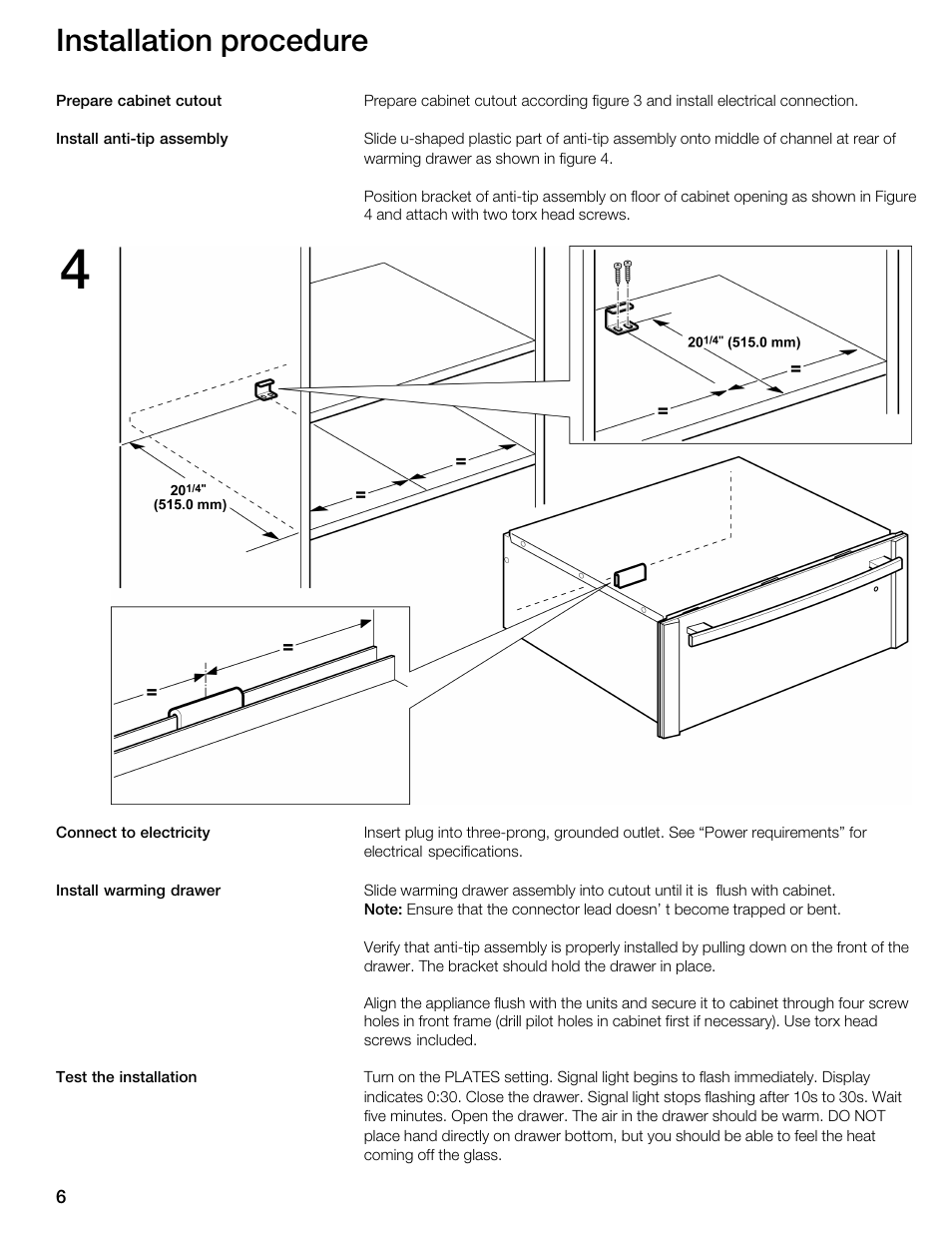 Installation procedure | Siemens HW300500 User Manual | Page 6 / 20