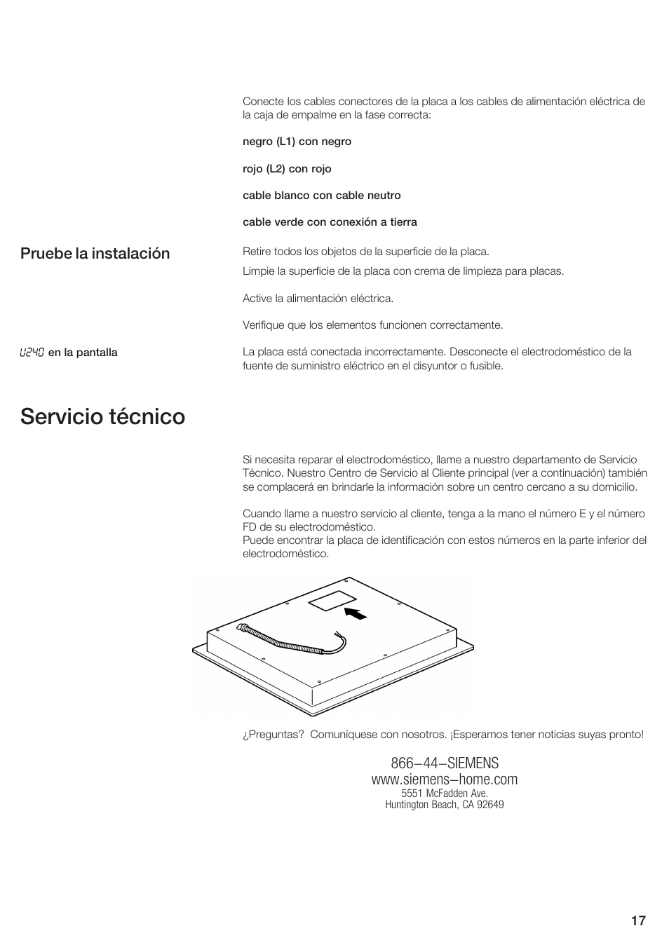 Servicio técnico, Pruebe la instalación | Siemens ET 97..UC User Manual | Page 17 / 20