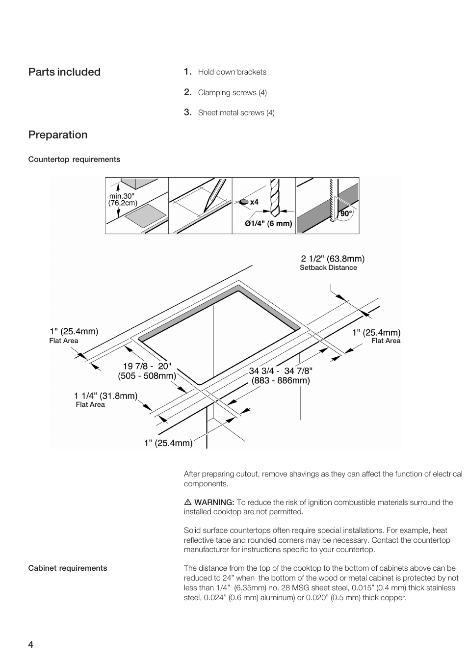 Parts included preparation | Siemens ET 97..UC User Manual | Page 4 / 20