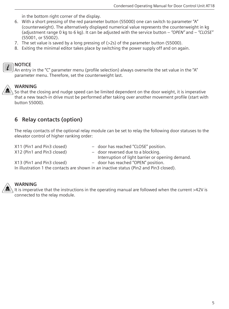 6 relay contacts (option) | Siemens AG AT18 User Manual | Page 5 / 8