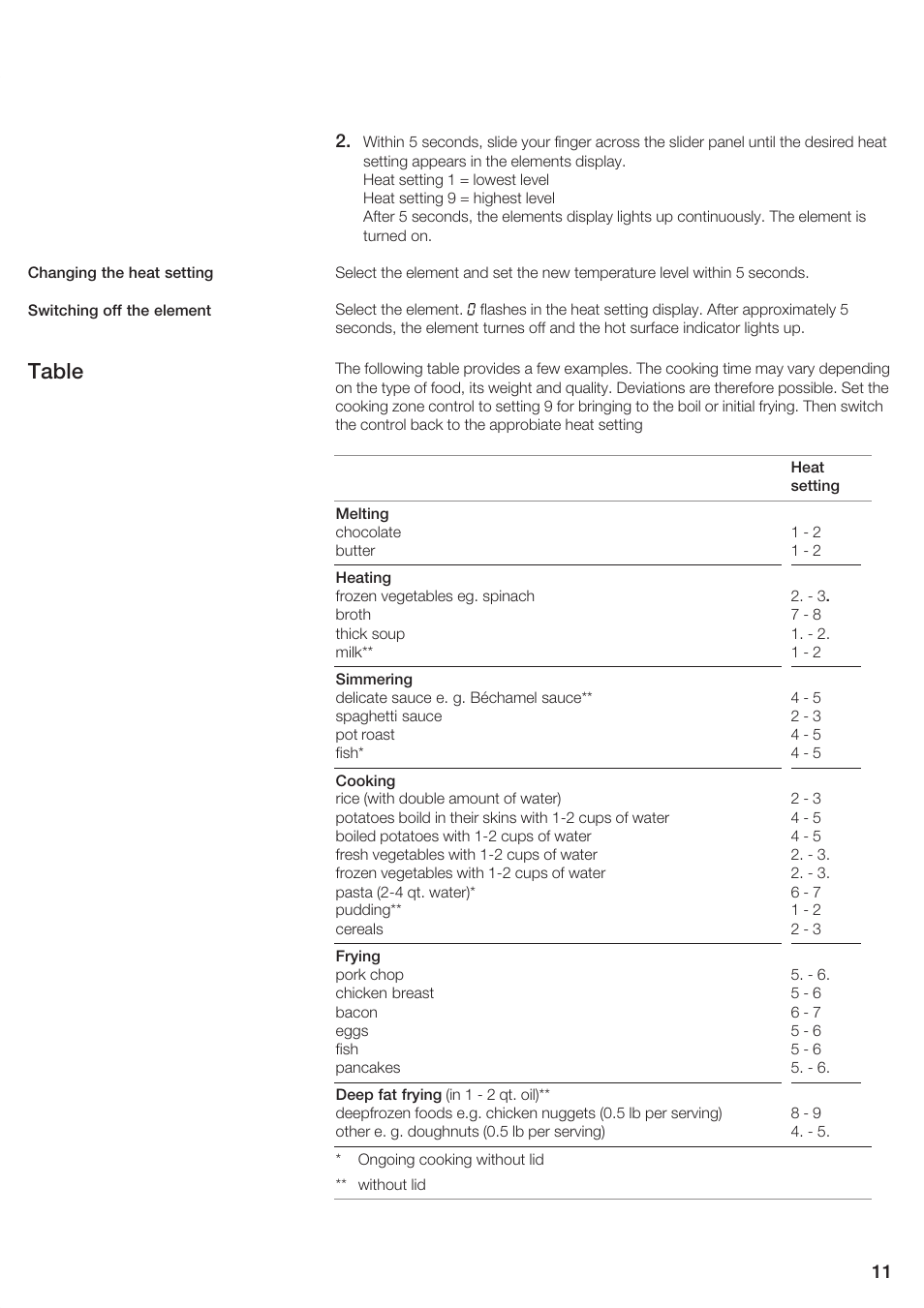 Table | Siemens ET 77..UC User Manual | Page 11 / 60