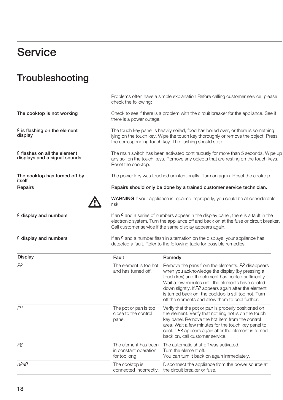 Service, Troubleshooting | Siemens ET 77..UC User Manual | Page 18 / 60