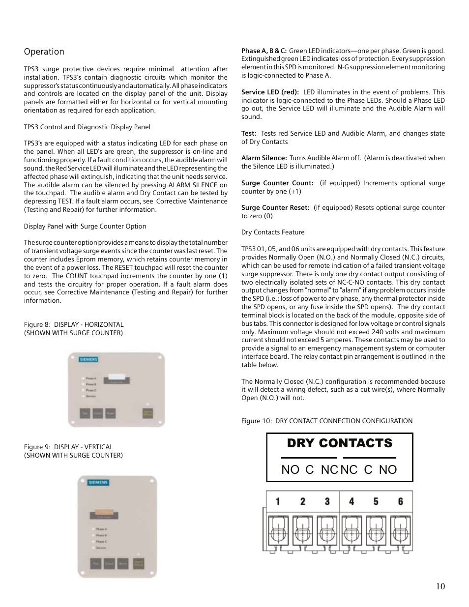 No dry contacts nc nc c no c | Siemens Surge Protective Device TPS3 User Manual | Page 13 / 16