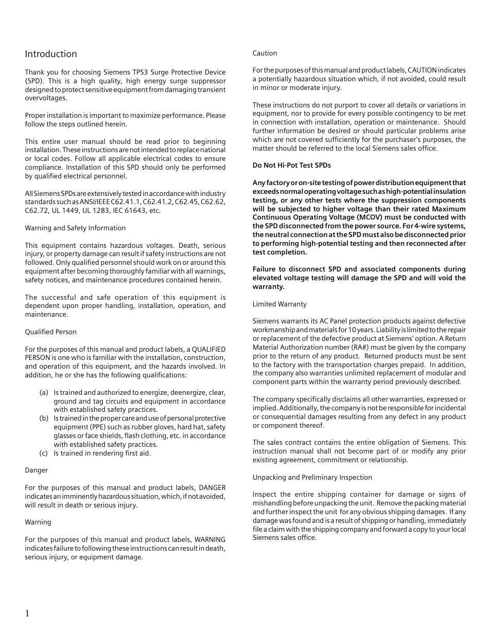 Introduction | Siemens Surge Protective Device TPS3 User Manual | Page 4 / 16