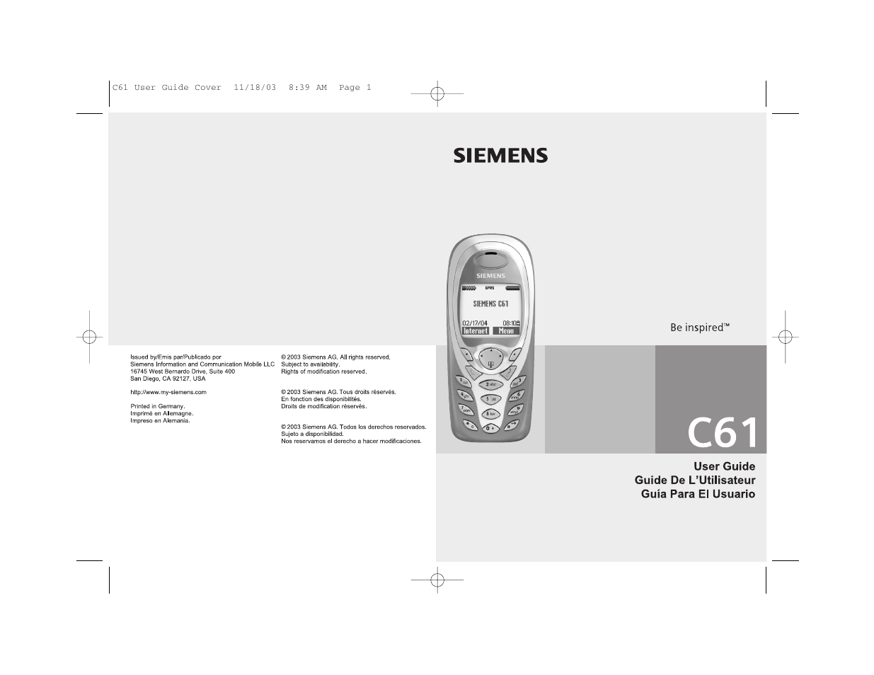 Siemens C61 User Manual | 116 pages