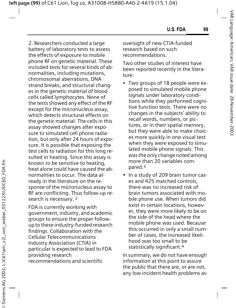 Siemens C61 User Manual | Page 100 / 116