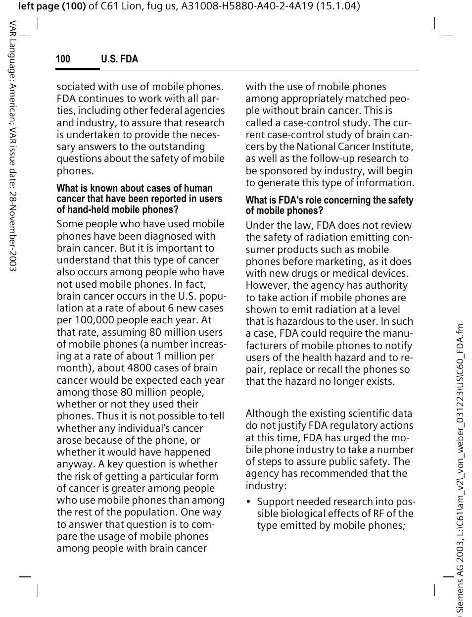 Siemens C61 User Manual | Page 101 / 116