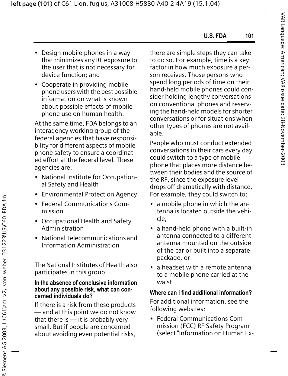 Siemens C61 User Manual | Page 102 / 116