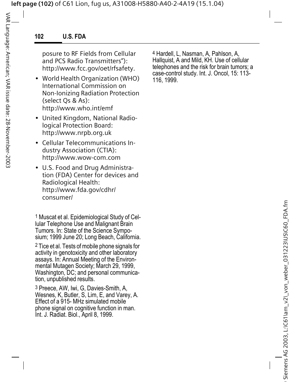 Siemens C61 User Manual | Page 103 / 116