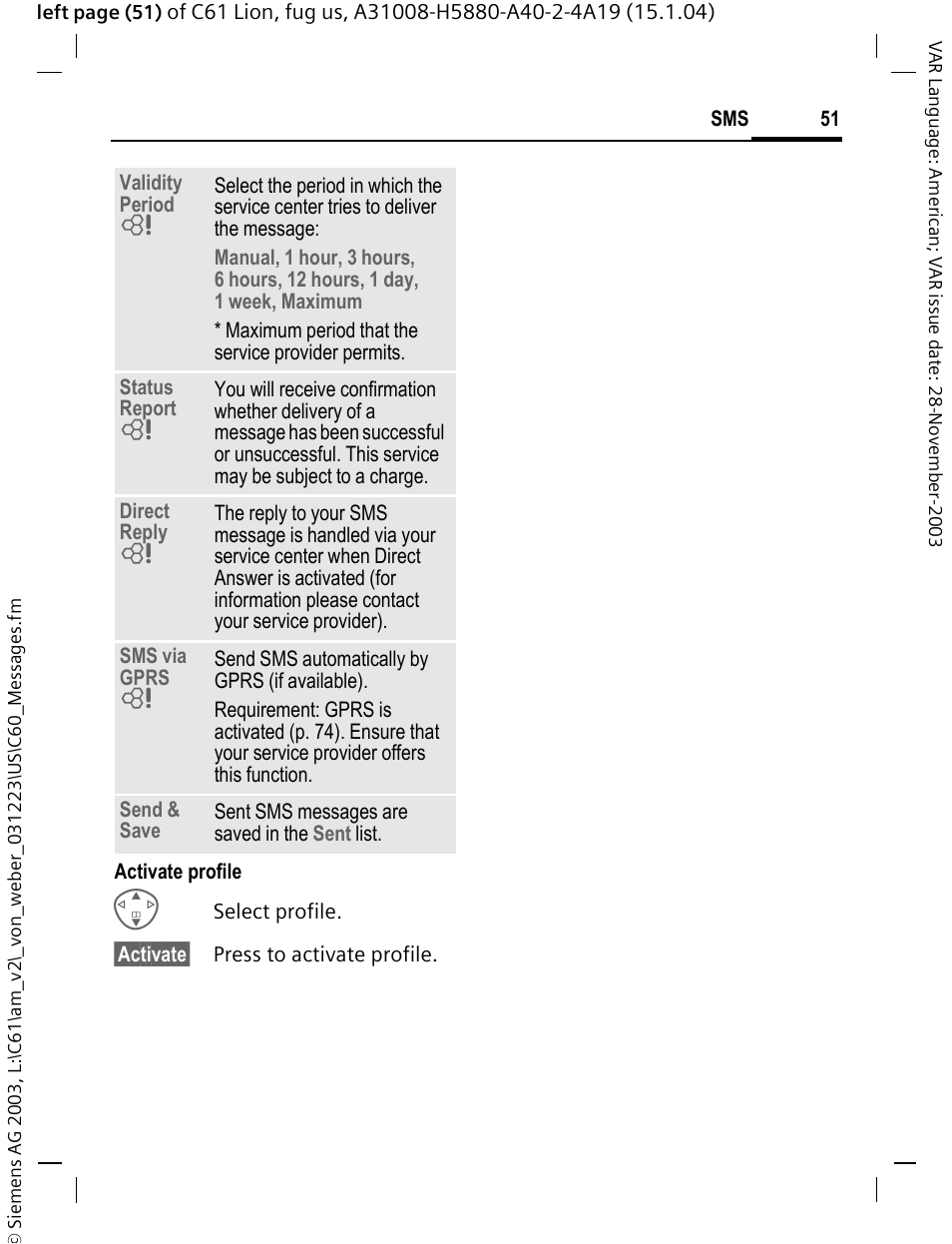 Siemens C61 User Manual | Page 52 / 116