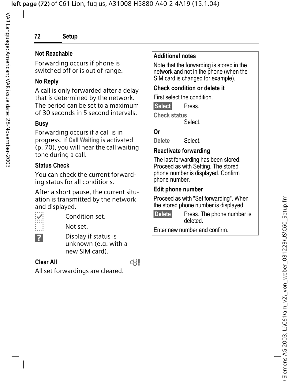 Siemens C61 User Manual | Page 73 / 116