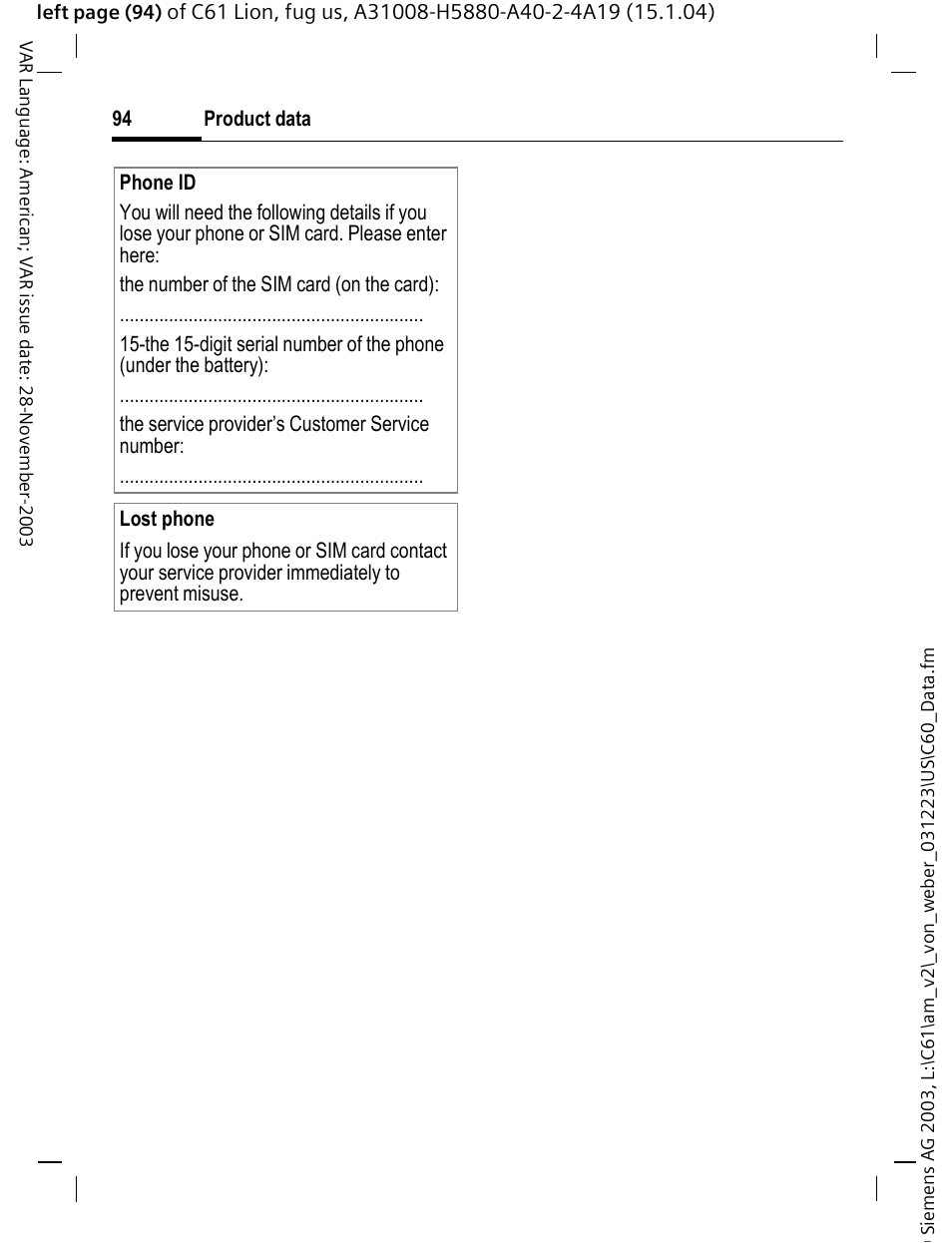 Siemens C61 User Manual | Page 95 / 116