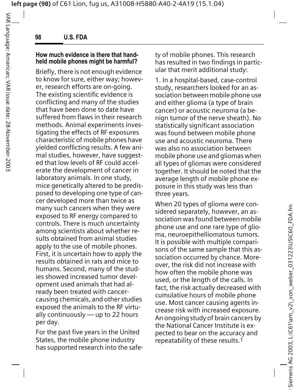 Siemens C61 User Manual | Page 99 / 116