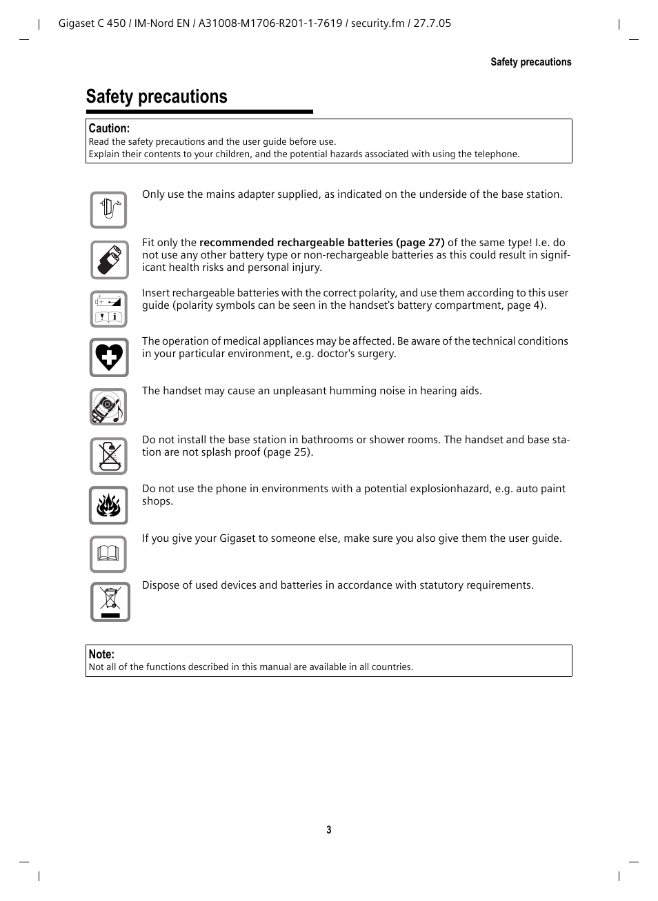 Safety precautions | Siemens C450 User Manual | Page 4 / 33