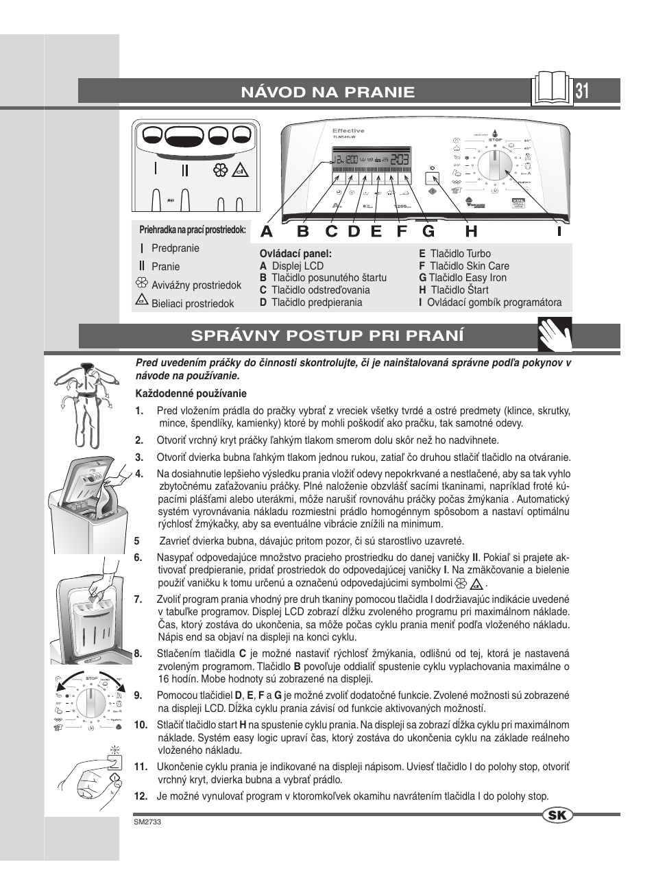 Návod na pranie, Správny postup pri praní | Ardo TLN126L User Manual | Page 31 / 44