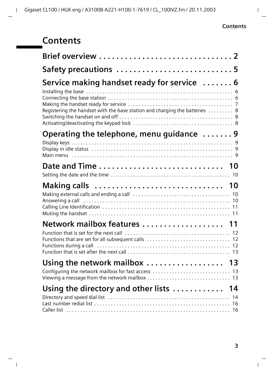 Siemens Gigaset CL100 User Manual | Page 3 / 31