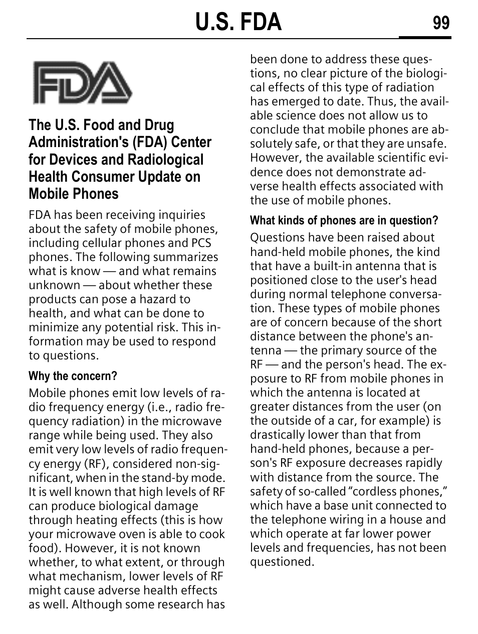 U.s. fda | Siemens C56 User Manual | Page 100 / 114