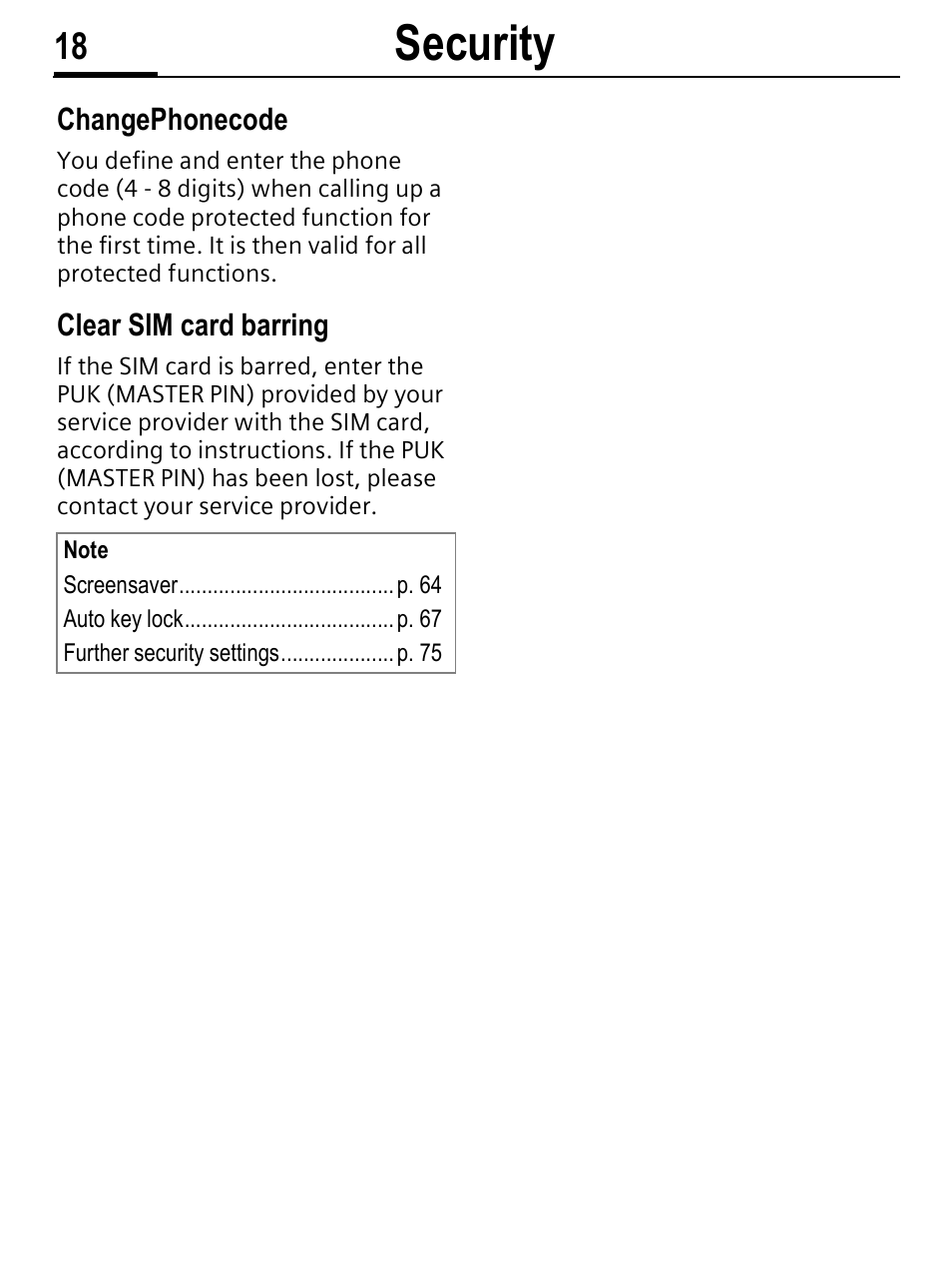 Security | Siemens C56 User Manual | Page 19 / 114