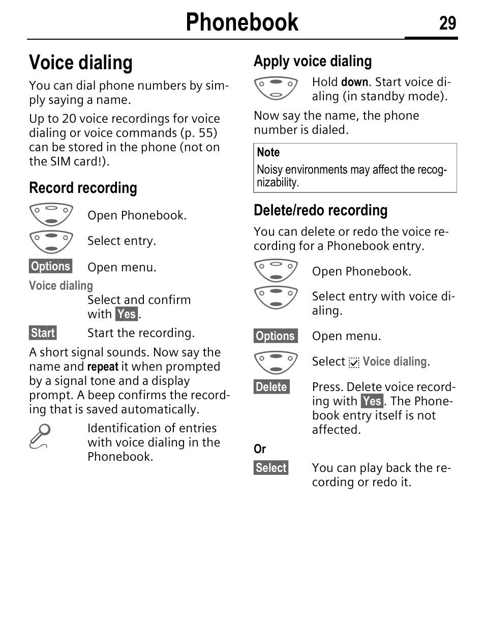 Phonebook, Voice dialing | Siemens C56 User Manual | Page 30 / 114