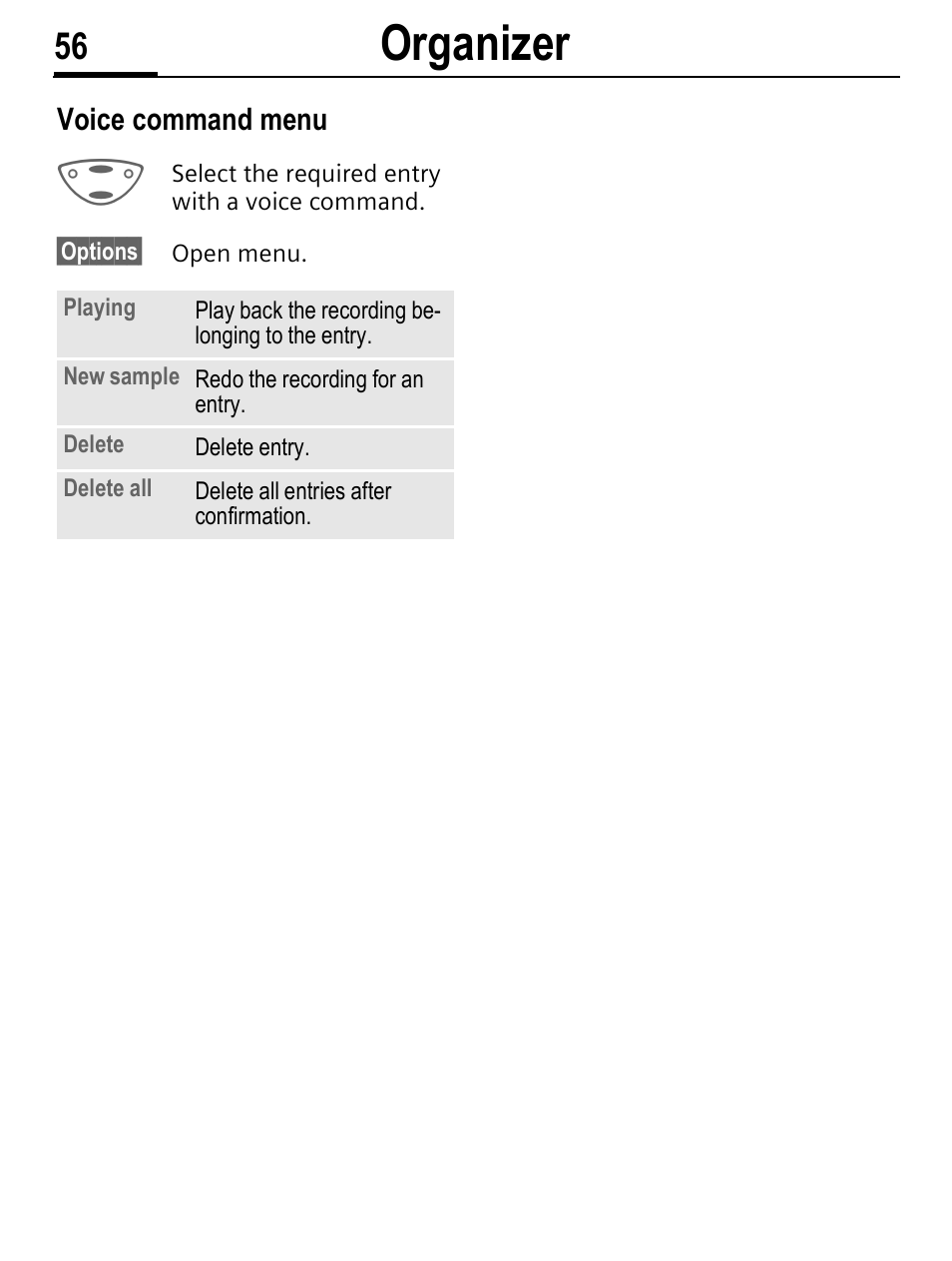 Organizer | Siemens C56 User Manual | Page 57 / 114