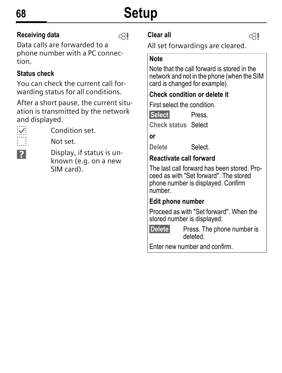 Setup | Siemens C56 User Manual | Page 69 / 114